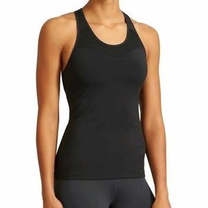 Athleta Women’s Spiral Support Top Black Mesh Built in Bra Racerback Tank Size S